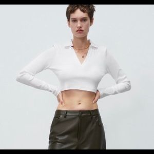 Long sleeve polo crop top